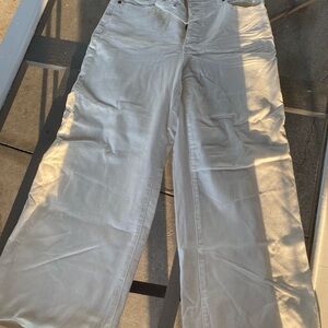 Free People Cream Wide Leg Jeans